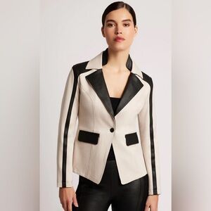 NWT blanc noir Cream and Black Contrast Blazer Jacket